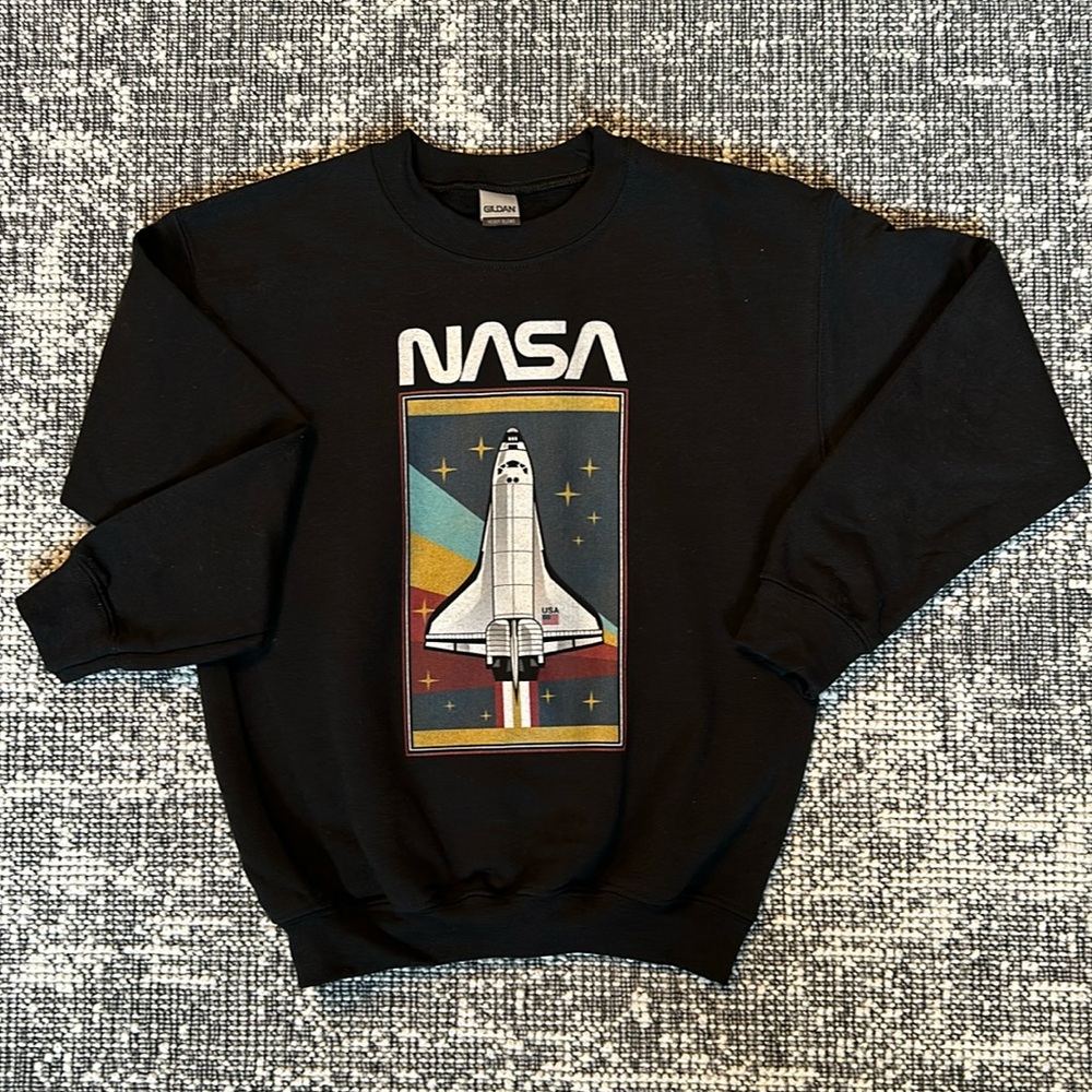 NASA Rocket Launching Boy’s Black Sweatshirt.